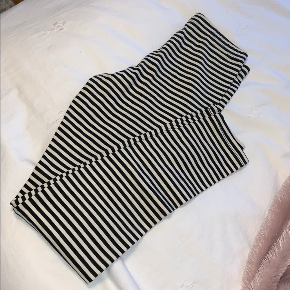 American Apparel black and white striped leggings